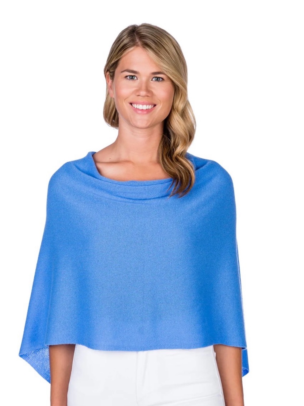 Women's Sky Blue Draped Knit Tunic Top